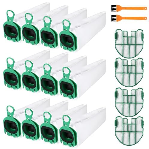12 Stück Staubbeutel für Vorwerk Kobold VB100,Staubsaugerbeutel,Mit 4 Motorfiltern, 2 Bürsten, Für Staubbeutel für Vorwerk Kobold VB 100 FP100 FP 100 Akku-Staubsauger