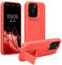 kwmobile Case Compatible with iPhone 15 Pro Max - Case with Hand Strap and Stand Soft TPU Silicone Coating - Coral