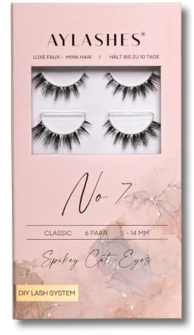 AYLASHES - DIY Wimpernextensions Maxi Box NO. 7 | 6 Paar Wimpern | bis zu 7 Tage Halt | Wimpern DIY Set für zu Hause | künstliche Wimpern | Klebewimpern | lash extension set