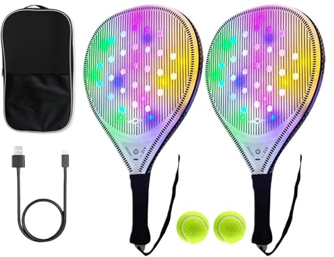 Tennisschläger für Anfänger, 26 x 46,5 x 3,9 cm, USB-Ladung, EVA-Paddel, Carbonfaser-Konstruktion, Sportausrüstung für Erwachsene, Kinder, tägliche Praxis, Training im Freien