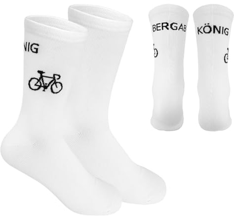 Zidoley Rennrad Socken Herren Damen, Fahrradsocken,Radsocken Zubehör, Lustige Geschenke für Radfahrer Socken mit Fahrrad Motiv, Rennrad Geschenk mit Spruch, für Fahrradliebhaber Männer (BERGAB-KÖNIG)