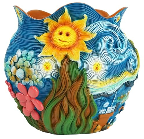 Pineeseatile Pots de Fleurs Pot de Plante en résine Unique Mignon pour Plantes Serpent/Cactus intérieur et extérieur, décoration Artistique colorée drôle pièce/Jardin, Pot Plante