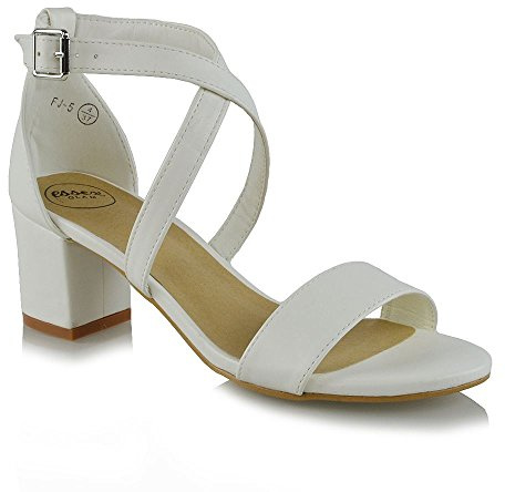 Womens Strappy Sandals Block Mid Low Heel Ladies Ankle Strap Party Evening Shoes Size 3-8