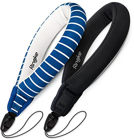 Ringke Schwimmende Handschlaufe [2 Stück] Allgemein wasserdichte Floating Strap für Kamera, Handy Usw.- Navy Stripes + Black