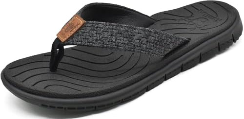 KuaiLu Tongs Femme été Cuir en Tissu Plage et Piscine Flip Flops Confort Soutien Voute Plantaire Tongue Sandales Orthopedique Mousse de Yoga Antidérapantes Douche Claquette Noir 39