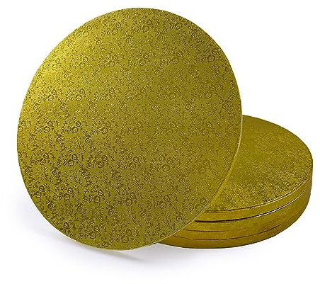 Miss Bakery's House® Cake Drum - 12 mm - Ø 30 cm - Gold - 5 Stück - Dicke Tortenunterlage - stabil - folienbeschichtet - Torten transportieren - Schichten stapeln