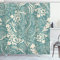 ABAKUHAUS Blumen Duschvorhang, Marrakesch Paisley, Stoffliches Gewebe Badezimmerdekorationsset mit Haken, 175 x 200 cm, Beige Teal