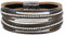 StarAppeal Armband Lederarmband mit Strass, Ketten und Schmuckelementen, Magnetverschluss Silber, Damen Armband (Schwarz)