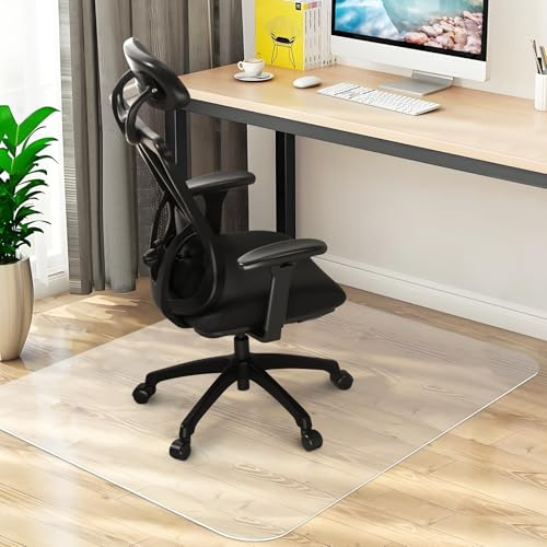 Office Chair Mat for Hard Wood Floors 120x120cm Heavy Duty Floor Protector Computer Desk Chair Mats for Rolling Chairs, Easy Clean