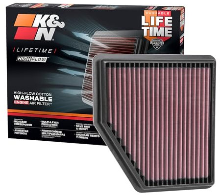 K&N Filtro aria motore: ad alte prestazioni, premium, lavabile, filtro di ricambio: 2019-2020 Nissan Altima 2.5L, 33-5095