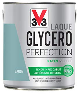V33 Peinture multi-supports monocouche Laque Glycéro satin, Sauge, 2 L