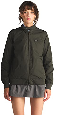 Members Only Women's Classic Iconic Racer Jacket | Slim Fit | Timeless Style | Comfortable and Versatile (Dark Green, Large)