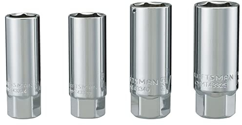 CRAFTSMAN 3/8 Zoll Antrieb metrisch und SAE 6 Punkt Standard Zündkerzen-Steckschlüsselsatz, 4-teiliges Set (CMMT34504)
