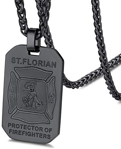 FaithHeart schwarz Herren Anhänger Schutzpatron Florian Anhänger Tailsman Amulett für Feuerwehrmann Feuerwehrleute