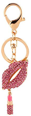 Porte-Clés Sexy en Forme de Lèvres avec et ChaîneCadeaux pour Femme, Porte-Clés Cristal Handcraft Materials