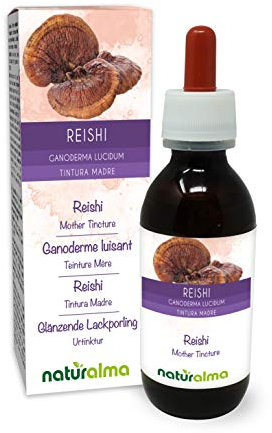 Glänzende Lackporling oder Reishi (Ganoderma lucidum) Pilz Alkoholfreier Urtinktur Naturalma - Flüssig-Extrakt Tropfen 120 ml - Nahrungsergänzungsmittel - Veganer
