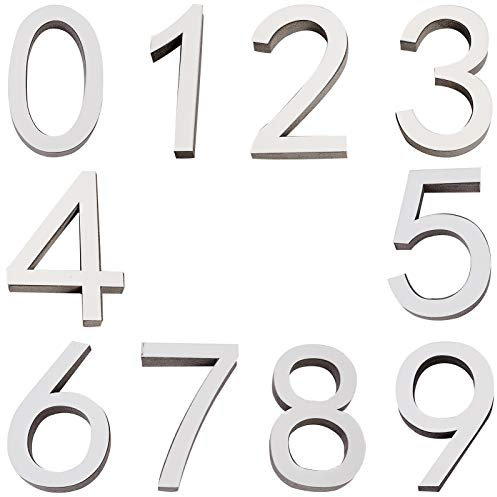 CREATCABIN 10 Stück Briefkastennummern 3 Zoll Selbstklebende Tür Hausnummern Straße Nummern Aufkleber Für Zuhause Zimmer Außen Room, 0 bis 9 (Silber)