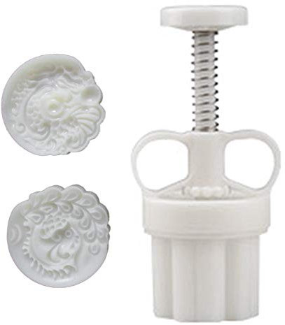 GUMEI 75g Mooncake Mould with 2 Stamps Bakeware Cookie Cutter Hand Press Mould Cake Decoration Tool Kitchen Gadget for Kitchen Cookie Muffin Fondant Cupcake Dessert