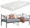 [en.casa] Metall Tagesbett Arjeplog 90x200cm mit Matratze Jugendbett Metallbett Einzelbett Bettsofa Schwarz