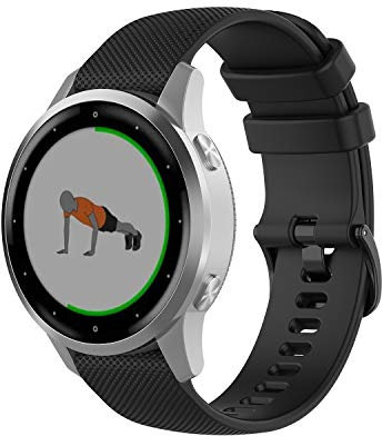 Wownadu Bracelet Quick Release 18mm Compatible pour Garmin Vivoactive 4S/ Vivomove 3S/ Venu 3S/ Venu 2S, Forerunner 255S/ 255S Music/ 265S Bracelets Noir Remplacement Silicone Sport Bands Strap