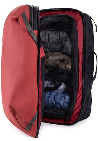 COR Surf The Island Hopper Zaino da viaggio - Zaino da trasporto ergonomico approvato da cabina, cerniere resistenti all'acqua, tasche segrete, scomparto per laptop, 28 litri, Rosso lava