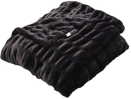 Minky Designs Jaguar Schwarze Minky-Decke, ultraweicher Kunstfell-Überwurf für Couch, Bett und Zuhause, flauschig, warm und luxuriös, schicke Kollektion, Größe XL, 152 x 213 cm