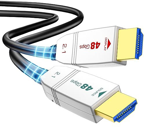 FeizLink 8K HDMI Fibra Optica 25M, Cable HDMI 2.1 48Gbps Alta Velocidad, Suporta 8K@60Hz 4K@120Hz HDR10 Dolby HDCP 2.3, Compatible con Blu-ray/TV Box/HDTV/Projektor/Consola Juegos/AVR