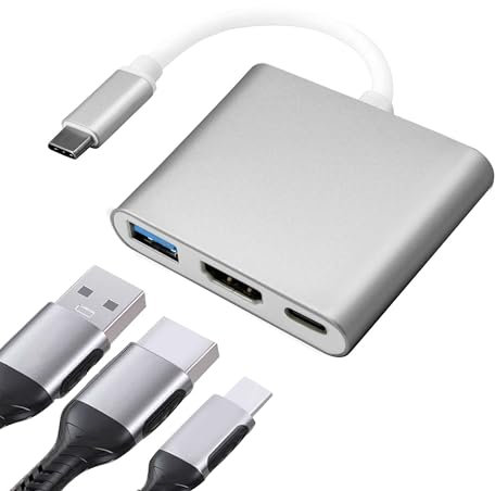 OcioDual Adattatore USB 3.1 Tipo C Maschio a USB Tipo a E Uscita HDTV Femmine Trasferimento Dati Audio Video Argento Cavo Convertitore Convertitore Adattatore Multiporta USB Tipo C 3.1