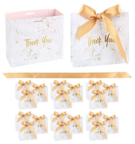 20 Stück Geschenkbox mit Marmormuster,Danke Geschenktüte mit Schleifen,Danke Geschenktüten Papier Geschenkboxen für Geburtstag Party Weihnachten Hochzeit