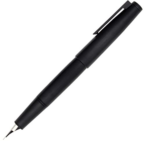 Gullor Matte Black Fountain Pen (JH18), Classic Design with Converter and Pen Box, 0.3mm Nib, Black Clip