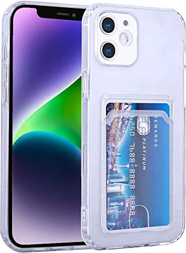Case for iPhone 14 Plus, Liquid Silicon Back Card Holder Phone Case, Ultra Slim Soft TPU Shockproof Case with Card Slot, Card Holder Sleeve, Wallet Card for iPhone 14 Plus (CLEAR)