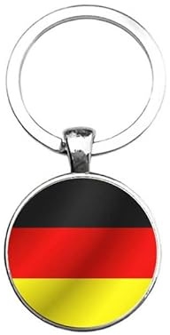 Schlüsselanhänger Glas - Flagge Deutschland, silberfarben, 60mm