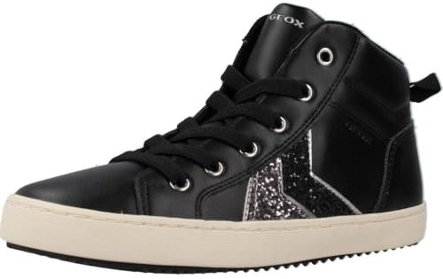 Geox Damen J Kalispera Girl B Sneaker, Black/DK Silver, 37 EU
