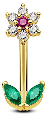 OUFER 16G Rook Piercing Gold Schmuck Daith Helix Earring Ohr Knorpel CZ Eyebrow Vertikal Labret Lip Bars Conch Ring Silber Curved Barbell Chirurgenstahl Tragus Damen Geschenk