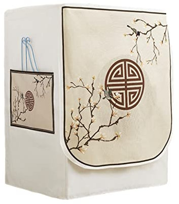 FANSU Pittura Copertura Lavatrice per Esterno per Lavatrici e Asciugatrice, Impermeabile Antipolvere Coprilavatrice da Esterno con Aperture Frontali Protezione Solare (S-4-5kg,Fiori)