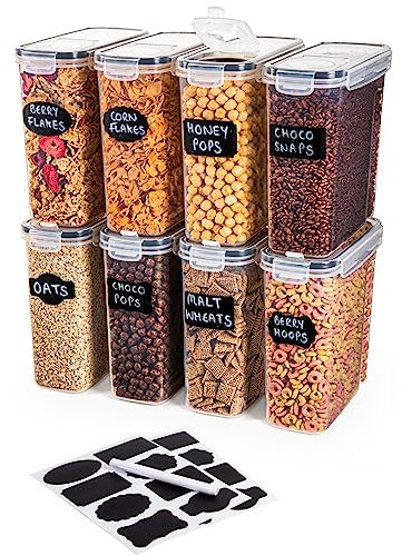 nuovva Lot de boîtes de conservation hermétiques pour céréales – Boîtes de conservation alimentaire – Organiseur de garde-manger – Distributeur de céréales sans BPA – Idéal pour le stockage des