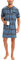 Chemise de Nuit Homme Pyjama Manches Courtes Hauts de Pyjama Homme Tee-Shirt Long Col V avec Boutons Vêtements d'Intérieur T-Shirt Grande Taille Douce Confortable Carreaux Bleu_2*Courte-A XL