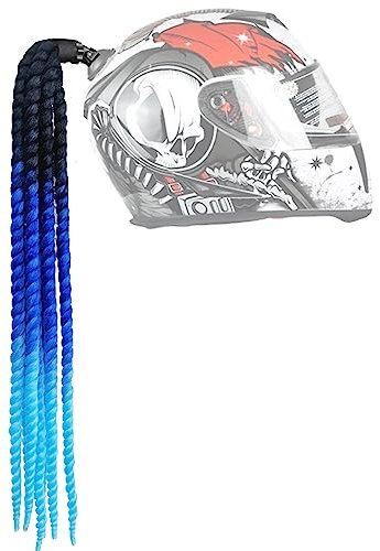 Hayaww Motorrad Helm ZöPfe, Helm Braids Retro Motorradhelm Braids Motorradhelm ZubehöR Motorradhelm Abnehmbarer Pferdeschwanz Helm Geflochtener Für Bicycle Motorcycle Helmet(Schwarz + blau + hellblau)