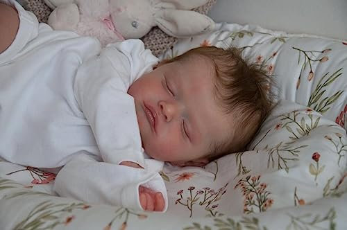 BNNPUU 19 Zoll Puppe Reborn Puppen Mädchen hat den weichsten Körper Lebensecht Schlafend Babypuppen Silikon Reborn Babys Spielzeug Geschenk