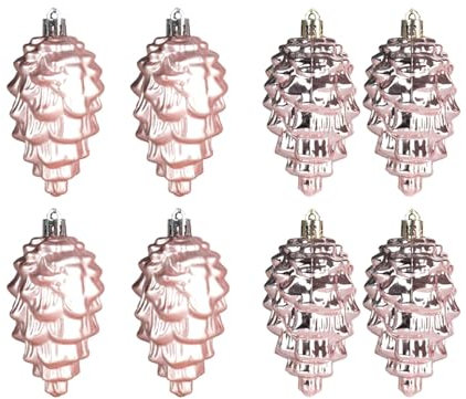 8 x Tannenzapfen-Ornamente, Baumschmuck, Weihnachtsbaum-Anhänger, Weihnachtsdekoration für den Herbst, Roségold