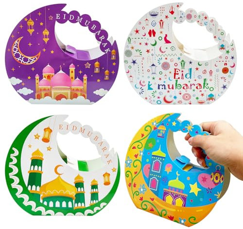 Ramadan Deko Geschenktüten, Ramadan Tüten, Bastelset Eid Mubarak, Islamische muslimische Dekoration, mit Stickern, Candy Tüten für Ramadan Eid Mubarak Party