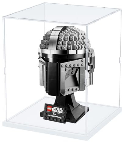 Nynelly Acryl-Vitrine für Lego Star Wars Helm, Darth Vader-Helm, Mandalorianer-Helm für Lego R2D2, für Lego-Vitrine für Modelle, Figurenmontage, staubdicht, verdickte, transparente Displaybox (weiß)