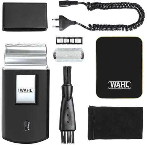 Wahl Pocket Travel Shaver, Compact Rechargeable Shaver, Beard Shaver, Electric Shavers for Men, Flex Foils, Close Cut, Small Shavers for Travelling, Black