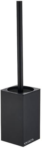 Toilet Bowl Cleaners Brush and Holder KWQKEM Freestanding Toilet Brush and Holder Set Modern with Lid 304 Stainless Steel (Matte Black)