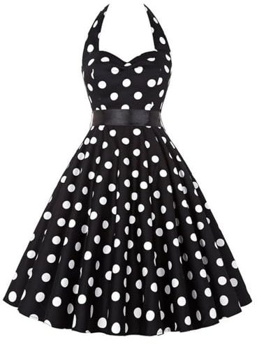 maxToonrain Dresses for Women UK Summer,Womens 1950s 80s 70s 90s Fancy Dress A Line Spaghetti Strap Polka Dot Midi Party Dress Halloween Costumes for Adults Ladies(C-Black,S)