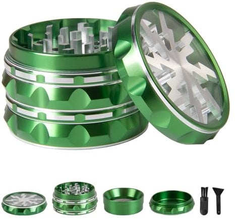 Clear Top Herb Grinder Metal Large 2.5'' Large 4-Part, Aluminum Alloy Spice Grinder with Pollen Catcher