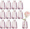 Lot de 12 petits vases pour décoration de table - 11 × 6,5 cm - Petits vases en verre pour décoration de table de mariage - Rose