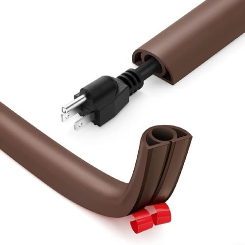 Eawfgtuw PVC Flexible Wire Trough - Neatly Conceal Power Cords with This Small Cable Duct & Base - Easy Installation for TV Cables, Lamps & Extension Cords(brown 1meter)