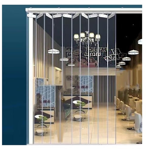 WXQTM Hängende Schiebe-Falttür-Vorhänge PVC-Lamellenvorhang Durchsichtig Leicht Montieren Staubdichter Vertikaler Vorhang, für Gefrierschränke Lagerhallen (0.9x2.2m)