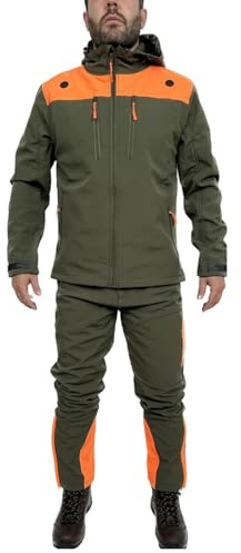 fratelliditalia.org Completo Softshell giacca e pantalone cinghiale arancio AntipioggiaTermico caccia uomo Cerniere termosaldate